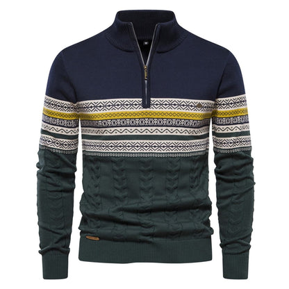Men's Half-Zip Stand Collar Polo Sweater